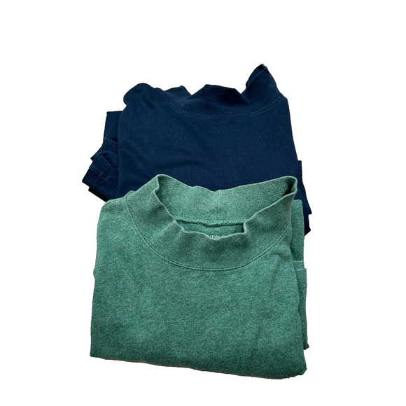 Lot Of 2 Lands' End Womens Green Blue Long Sleeve Mock Neck Turtleneck Size XXLT - Picture 1 of 11